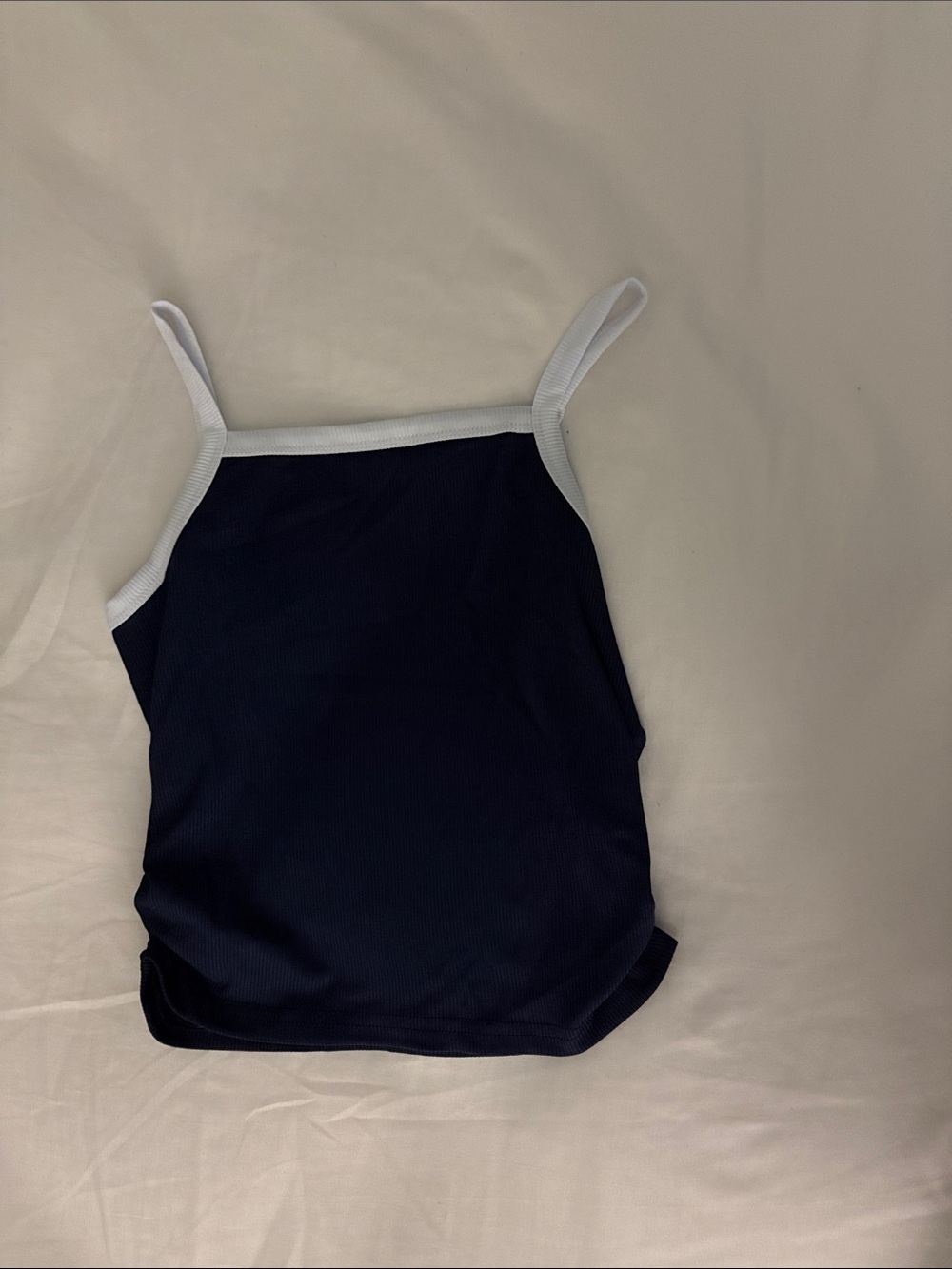 Girls' Navy Tank Top with White Trim - Classic Summer Staple - Picture 1 of 4